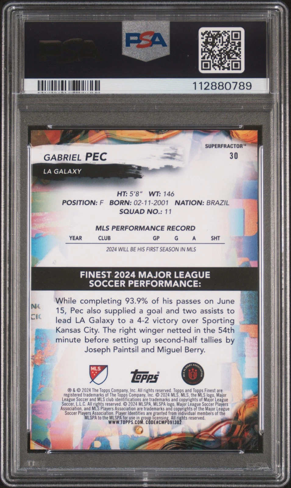 Pec SuperFractor PSA 9 reverse view