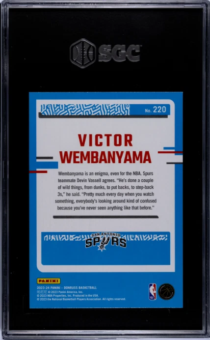 2023-24 Donruss Wembanyama Rated Rookie SGC 10 reverse view