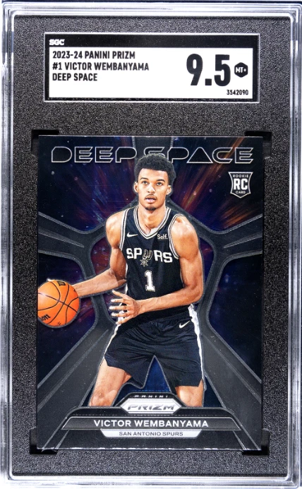 2023-24 Panini Prizm #1 Victor Wembanyama Deep Space rookie card SGC 9.5 front view